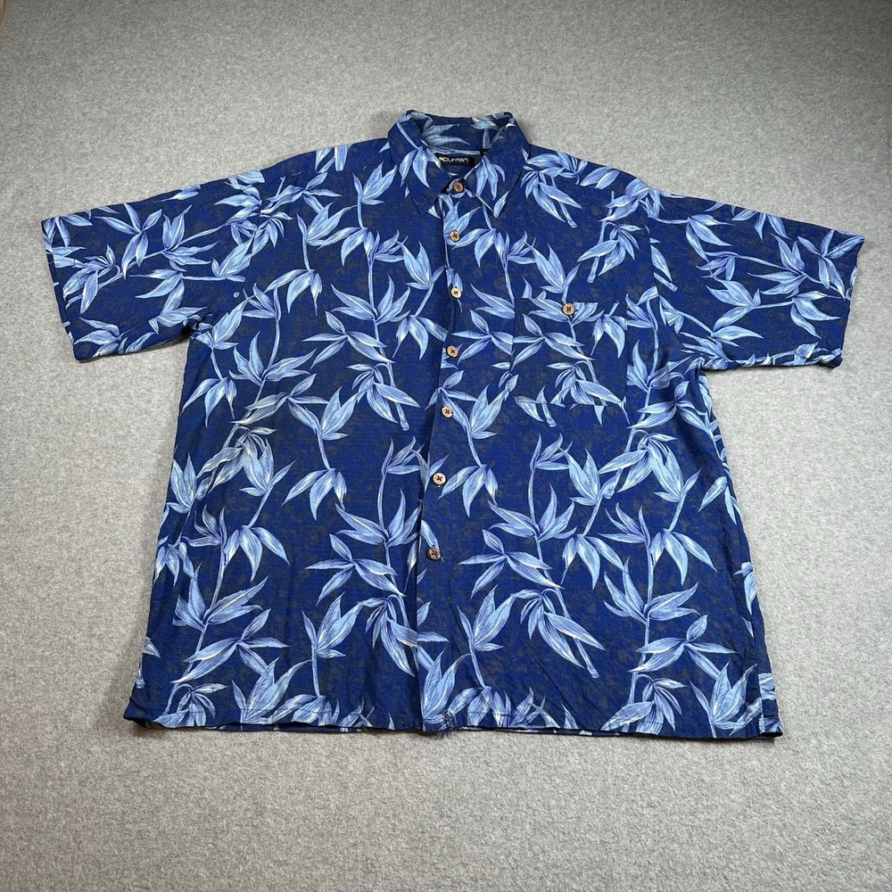 Puritan Blue Hawaiian Shirt Mens Large Rayon Tropical Aloha Camp‎ Y2K